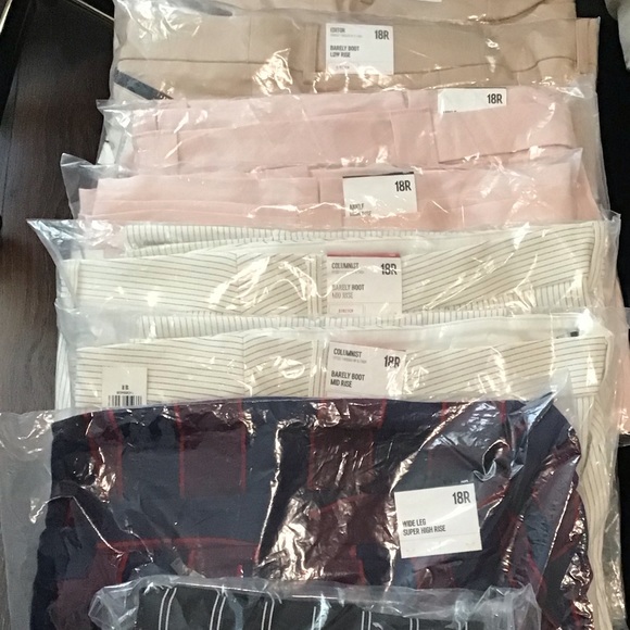 EXPRESS PANTS, High Rise Ankle PaperBag Waist 18R Striped Blue/Maroon/… - Picture 7 of 7